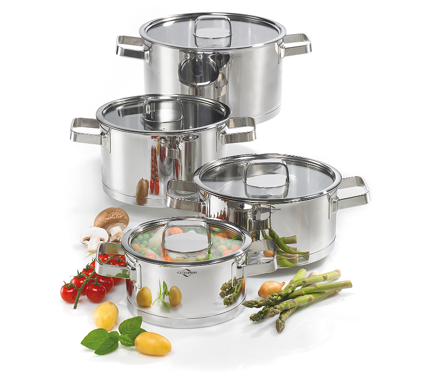 Набор кастрюль из нержавеющей стали SAN REMO 4 пр. 1,25 л, 2,5 л, 3 л, 5,5 л Kuchenprofi