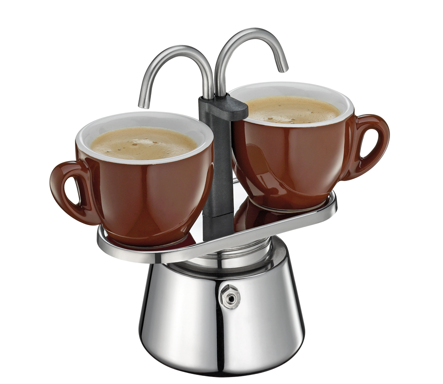 Кофеварка гейзерная Caffettiera на 2 чашки, сталь 18/10. Подходит для индукционных плит.