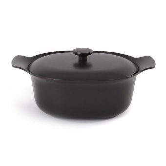 Кастрюля чугунная овальная с крышкой 22*28см 5,2л (черная) Ron - фото в интернет-магазине Kupiwoll