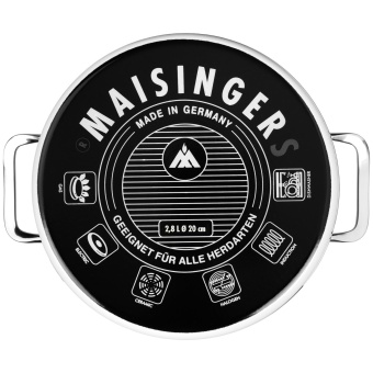 Кастрюля эмалированная 2,8 л Maisingers со стеклянной крышкой белая - фото в интернет-магазине Kupiwoll