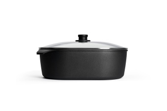 Гусятница WOLL с ситом и стеклянной крышкой h-13 см, 40*27 см, 11 л Titanium Nowo - фото в интернет-магазине Kupiwoll
