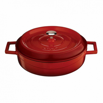 Литой чугунный сотейник с крышкой LAVA RED 28см - фото в интернет-магазине Kupiwoll
