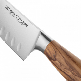 Нож Berger Cutlery поварской Сантоку 16 см, серия Ergo Line Olive - фото в интернет-магазине Kupiwoll