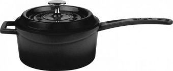 Литой чугунный ковш с крышкой LAVA BLACK 16см 1,35л - фото в интернет-магазине Kupiwoll