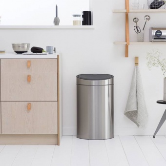 Мусорный бак Touch Bin New (40 л), Стальной матовый - фото в интернет-магазине Kupiwoll