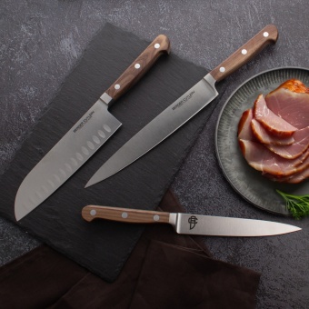 Нож Berger Cutlery поварской Сантоку, 18  см, серия Classic Walnut - фото в интернет-магазине Kupiwoll