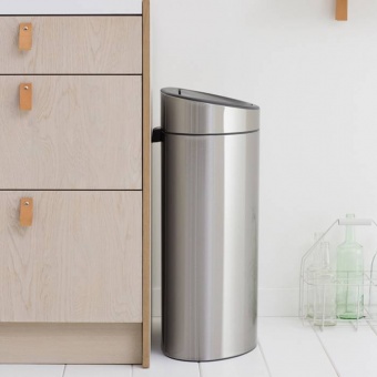 Мусорный бак Touch Bin New (40 л), Стальной матовый - фото в интернет-магазине Kupiwoll