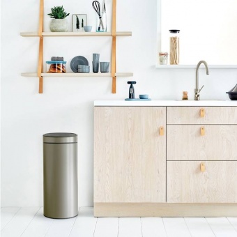 Мусорный бак Touch Bin New (30 л), Платиновый - фото в интернет-магазине Kupiwoll