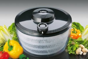Центрифуга для сушки зелени, салата и овощей черная d-24 см, пластик Kuchenprofi - фото в интернет-магазине Kupiwoll
