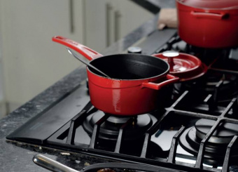 Литой чугунный ковш с крышкой LAVA RED 16см 1,35л - фото в интернет-магазине Kupiwoll