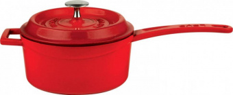 Литой чугунный ковш с крышкой LAVA RED 16см 1,35л - фото в интернет-магазине Kupiwoll