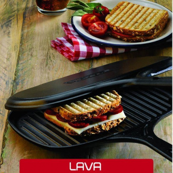Литая чугунная двойная сковорода для стейков и сендвичей LAVA ECO 18x26см - фото в интернет-магазине Kupiwoll